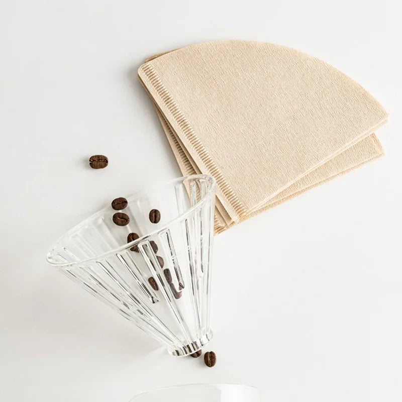 YRP V60 Coffee Filter Papers – 60pcs Disposable Natural Unbleached Cone V-Shaped Filters for Pour Over Coffee Dripper Brewing Tools