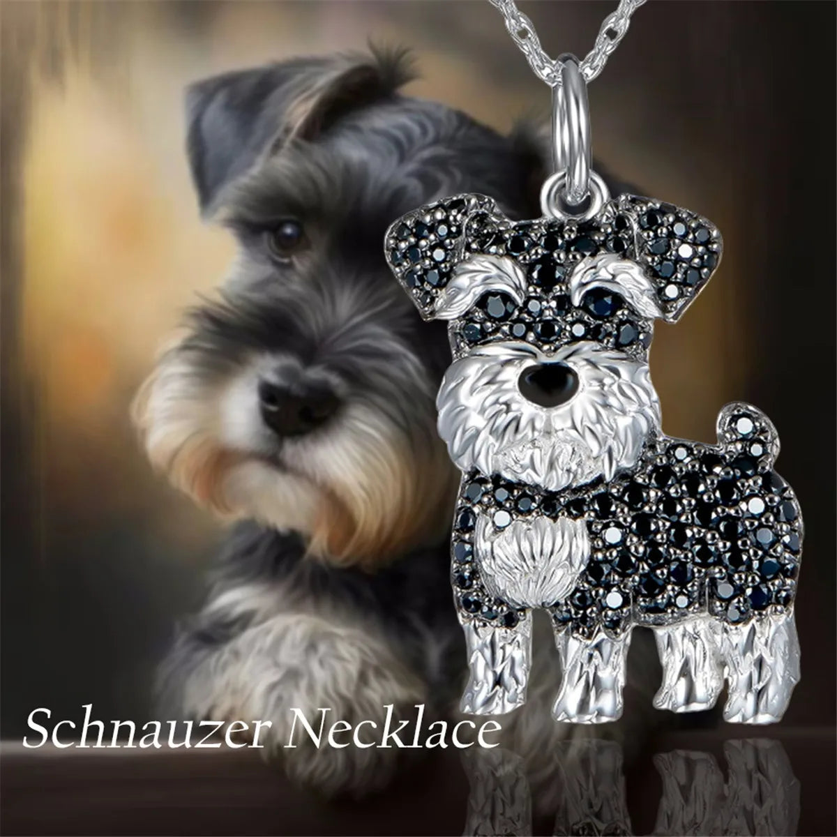 Schnauzer Dog Pendant Necklace – Cute & Elegant Puppy Jewelry for Women, Perfect Gift for Dog Lovers