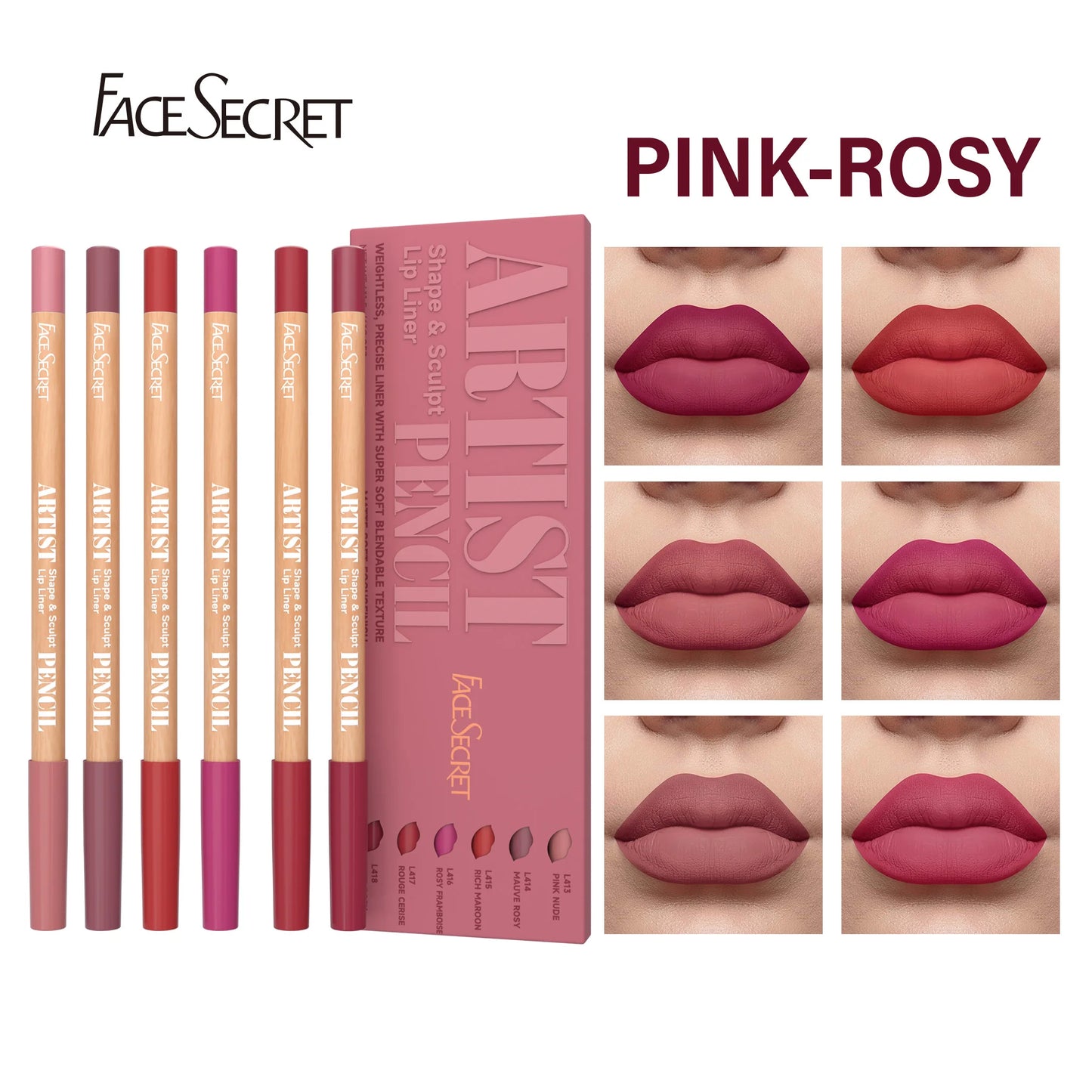 Face Secret Artist Shape Sculpt Matte Lip Liner Pencil Set – Weightless, Precise & Soft Blendable Texture