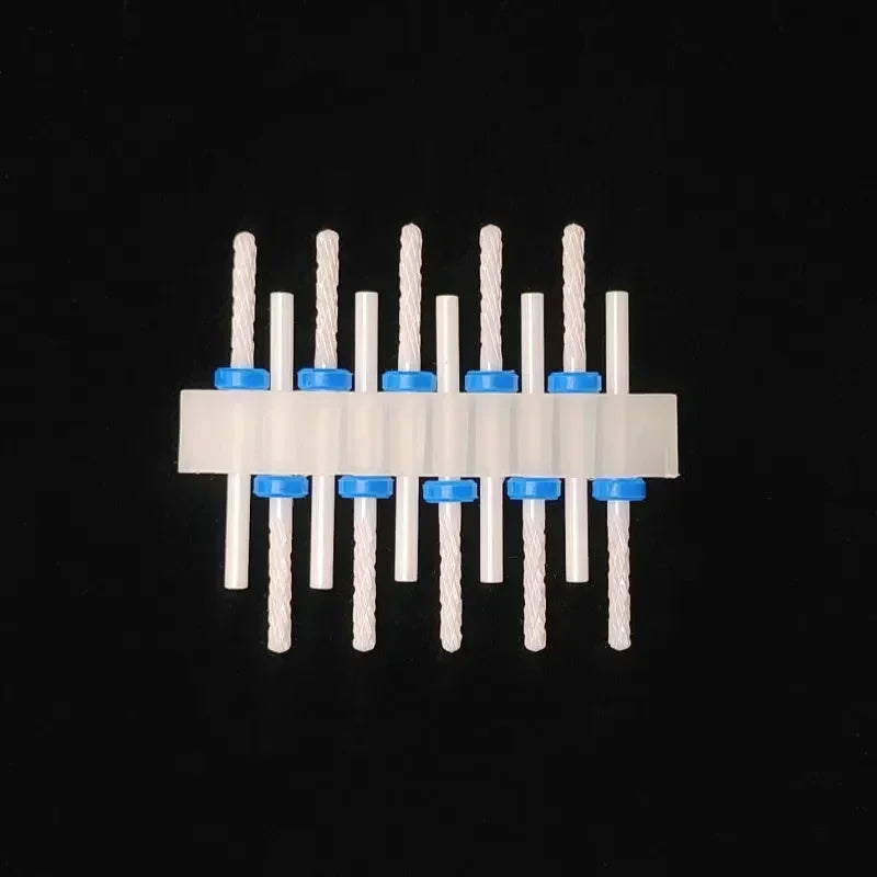 10PCS Ceramic Nail Drill Bits - Rotary Milling Cutters for Gel Polish Removal & Nail Grinding Machine Accessories