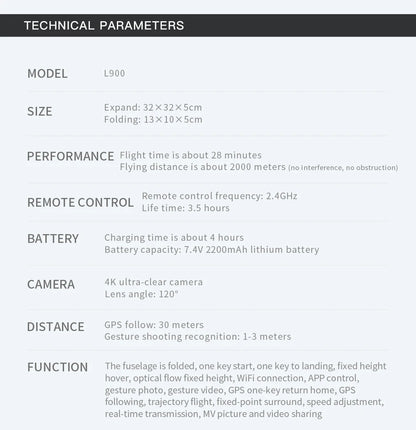 Drone L900 Pro 4K – Professional 5G GPS HD Dual Camera Photography, Brushless Foldable Quadcopter, 1.2KM Distance RC Drone Toys