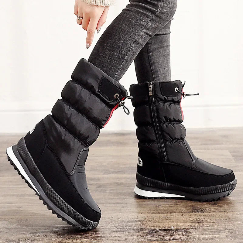 Women’s Faux Fur Ankle Boots – Silver Chunky Platform Waterproof Snow Boots with Thick Plush, Warm Winter Shoes