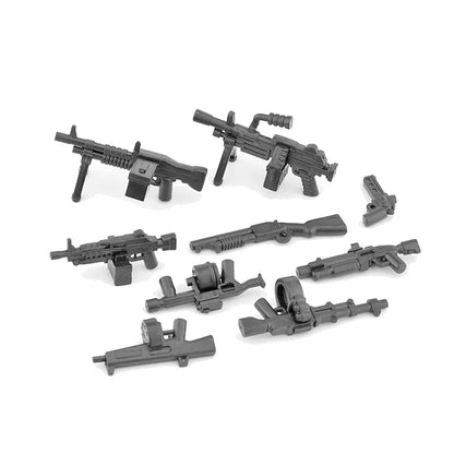 Military Building Blocks Soldier Set - Tactical Weapons Figures with Gatling Gun, Rifle, Mortar & Accessories Toy Kit