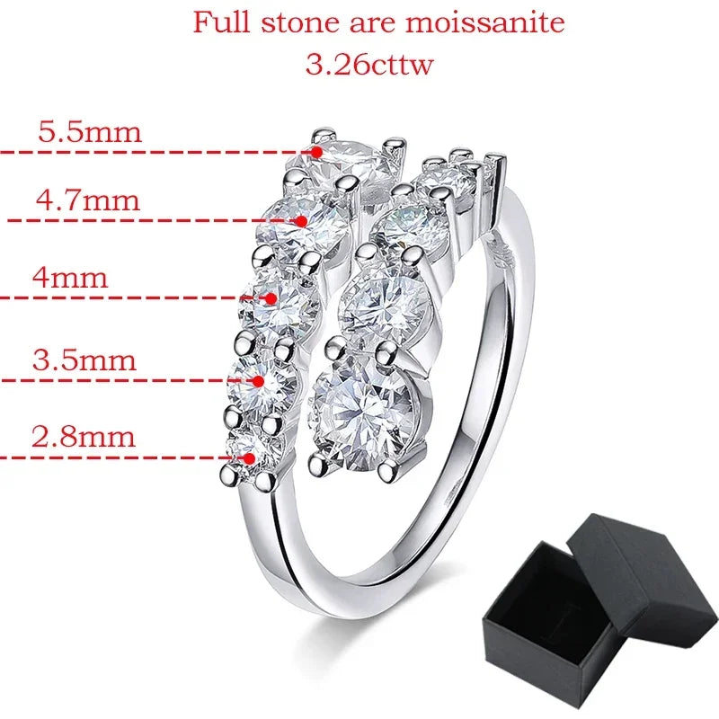Smyoue 10-Gem Moissanite Ring for Women — Sparkling Lab-Created Diamond Wedding Band, 925 Sterling Silver Jewelry