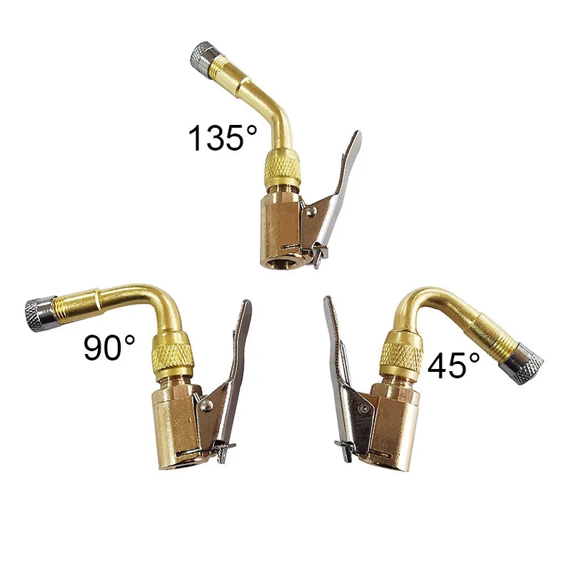 Valve Core Nozzle Extension Rod Set for Tire Inflation - 45°/90°/135° Tubes for Bicycles, Motorcycles, Automobiles and Motorboats
