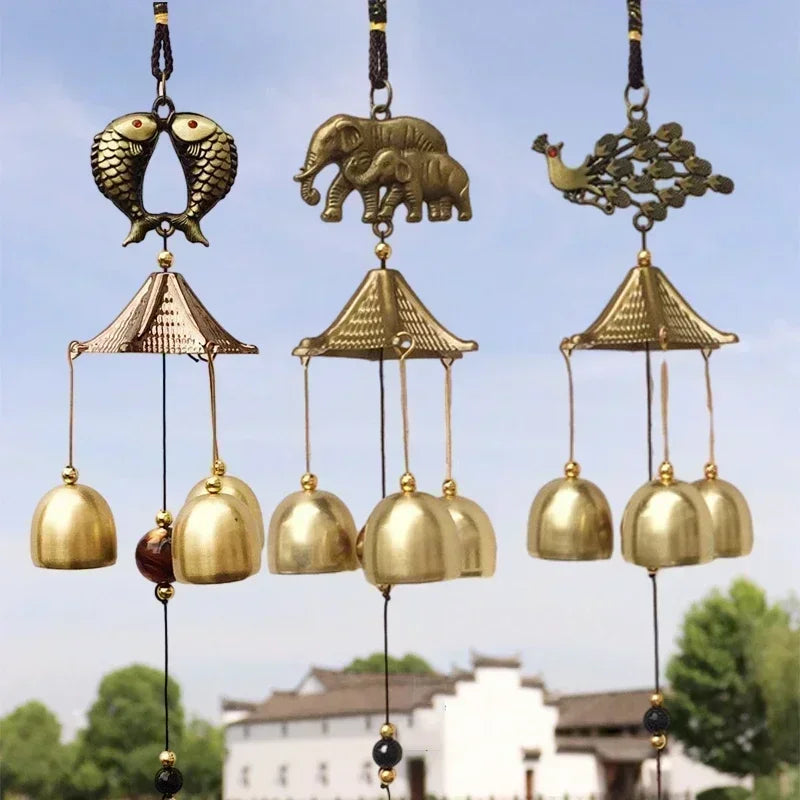 Retro Copper Wind Chimes - Oriental Lucky Pendants for Garden Decorations - Outdoor Wind Bell Hanging Pendants ( Campanillas De Viento)