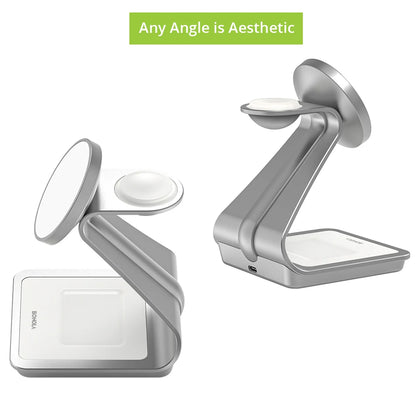 Bonola Magnetic 3-in-1 Wireless Charger - 30W Charging Station for iPhone 15/14/13/12 Pro Max, Apple Watch, AirPods Pro
