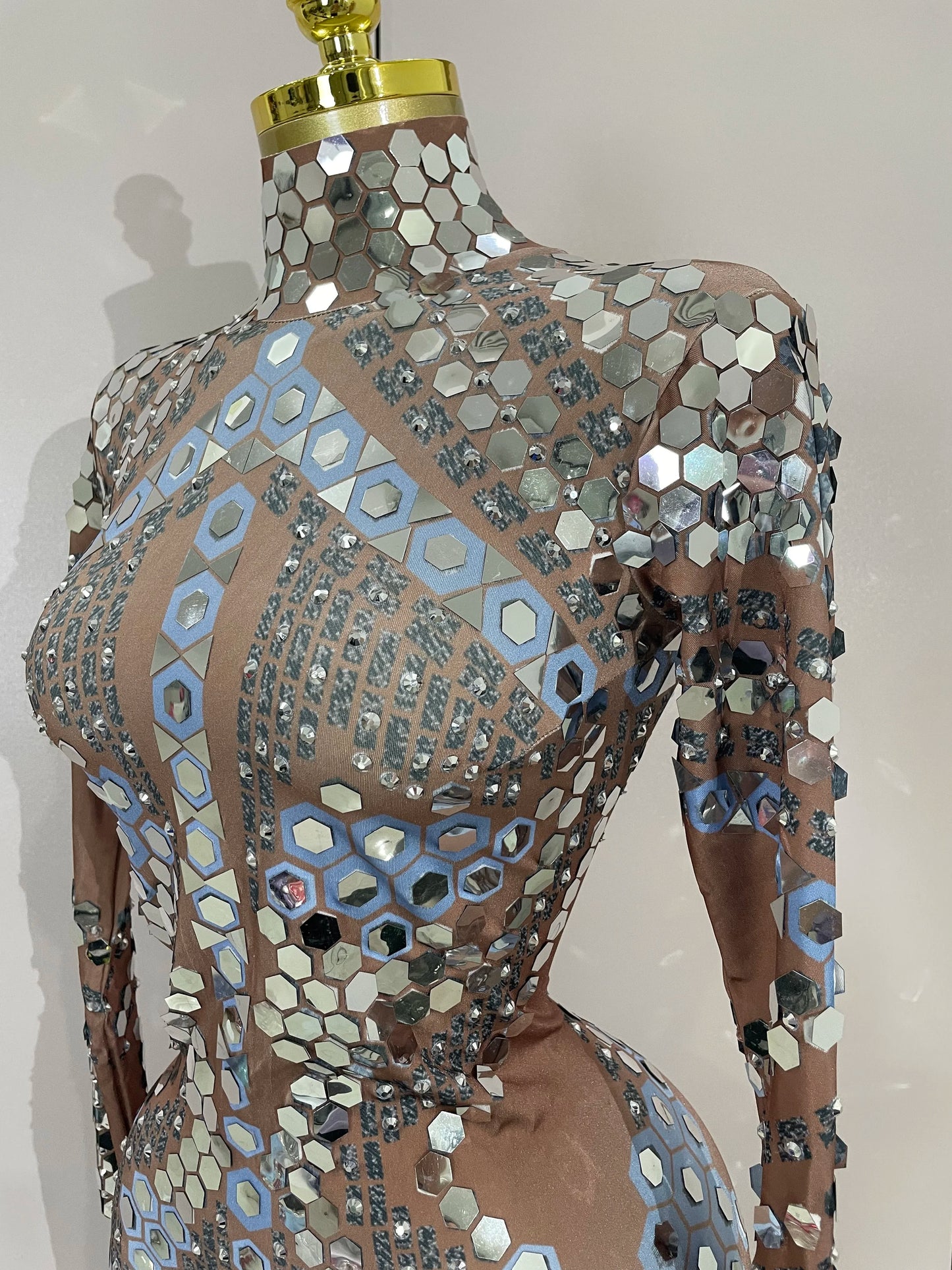 Sexy Shiny Silver Sequin & Black Spandex Jumpsuit — 2025 Women’s Prom, Dancer & Stage Performance Costume