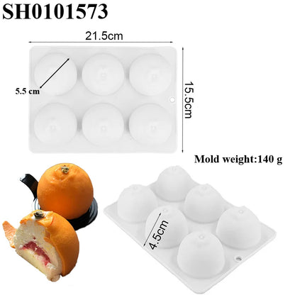 SHENHONG Silicone Fruit Mousse Cake Molds – Orange, Apple, Pear, Mango, Strawberry & Durian Dessert Decorating Tools