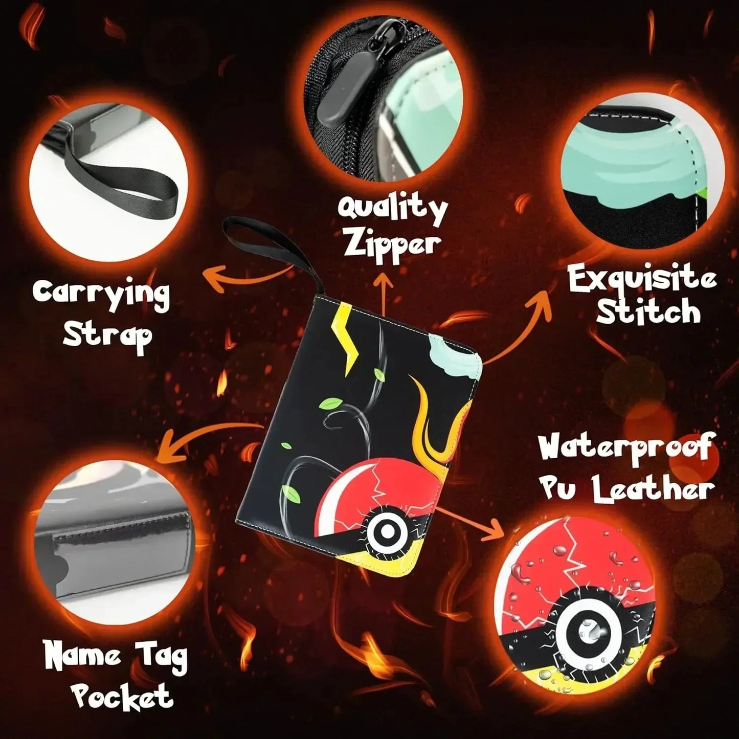 2025 Pokémon Card Album – 400pcs & 900pcs PU Zipper Collection Book for Cards, Photo Storage, Kids’ Toys & Gifts