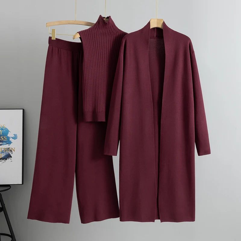 Women’s 3-Piece Tracksuit Set – Solid Tank Top, Pants & Coat, Fashionable Casual Outfit for Women