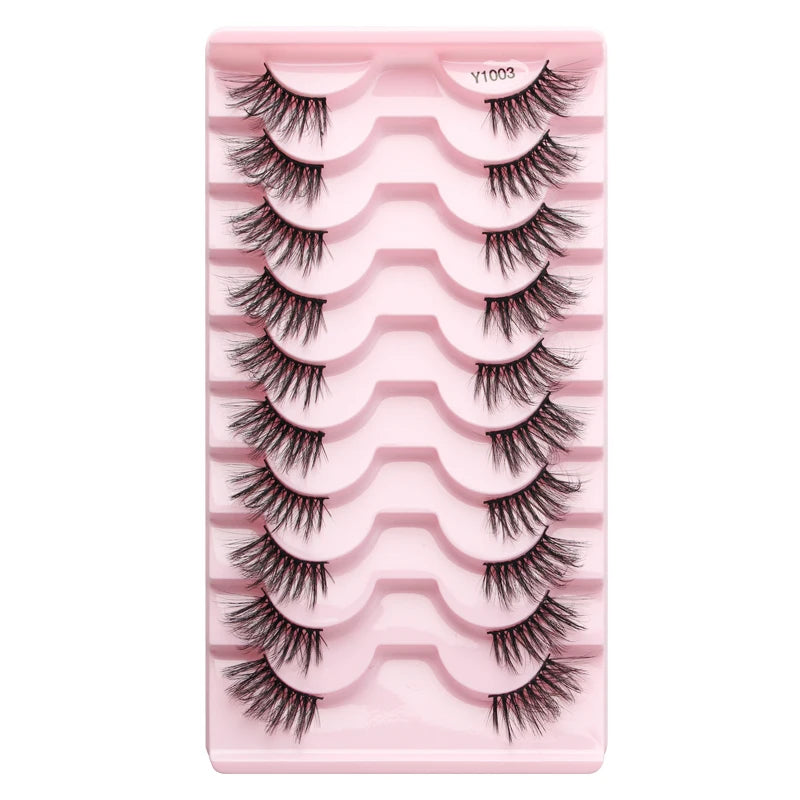 SHIDISHANGPIN 5/10 Pairs Cat Eye False Lashes – 3D Mink Half Lashes, Eyelash Extensions for Natural Makeup, Faux Cils Maquiagem