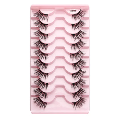 SHIDISHANGPIN 5/10 Pairs Cat Eye False Lashes – 3D Mink Half Lashes, Eyelash Extensions for Natural Makeup, Faux Cils Maquiagem