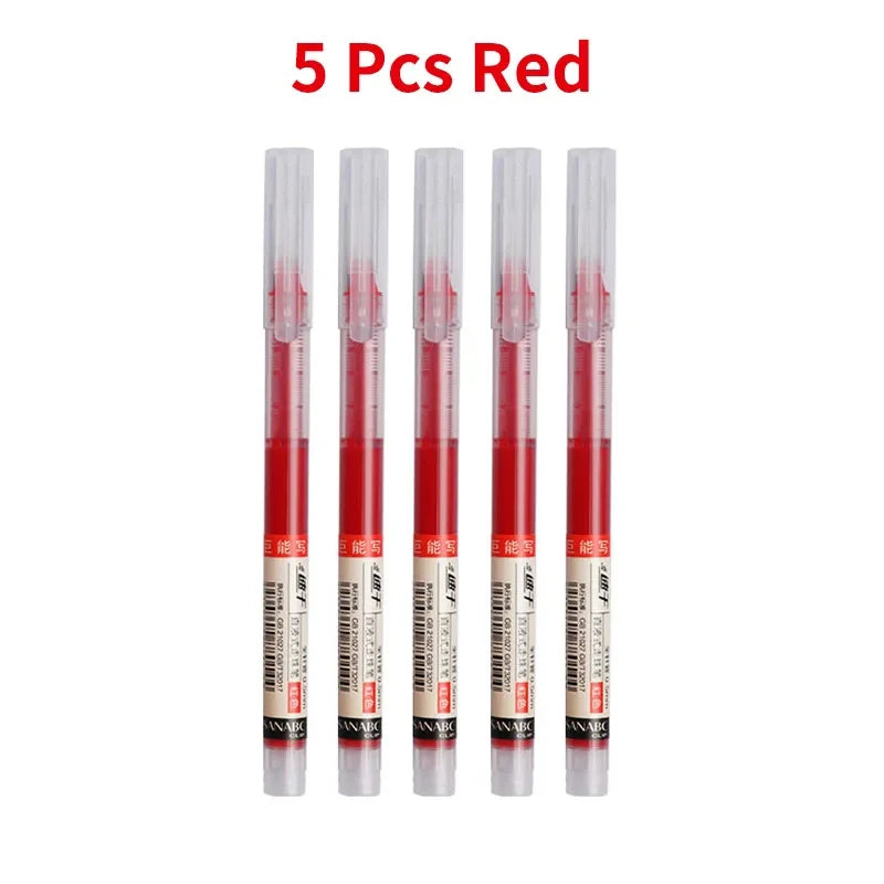 3–5Pcs Quick-Drying Gel Ink Pens 0.5mm – Large Capacity Smooth Writing Pens Black & Blue Ink for School, Office & Stationery Use