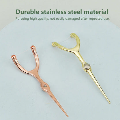 Stainless Steel Toothpick & Dental Floss Holder Set – Reusable Y-Shape Eco-Friendly Teeth Cleaning Tool