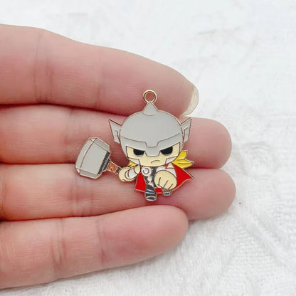 10-Piece Cartoon Alloy Pendant Set - Oil Drop Charms for DIY Earrings, Jewelry Making, and Keychain Accessories