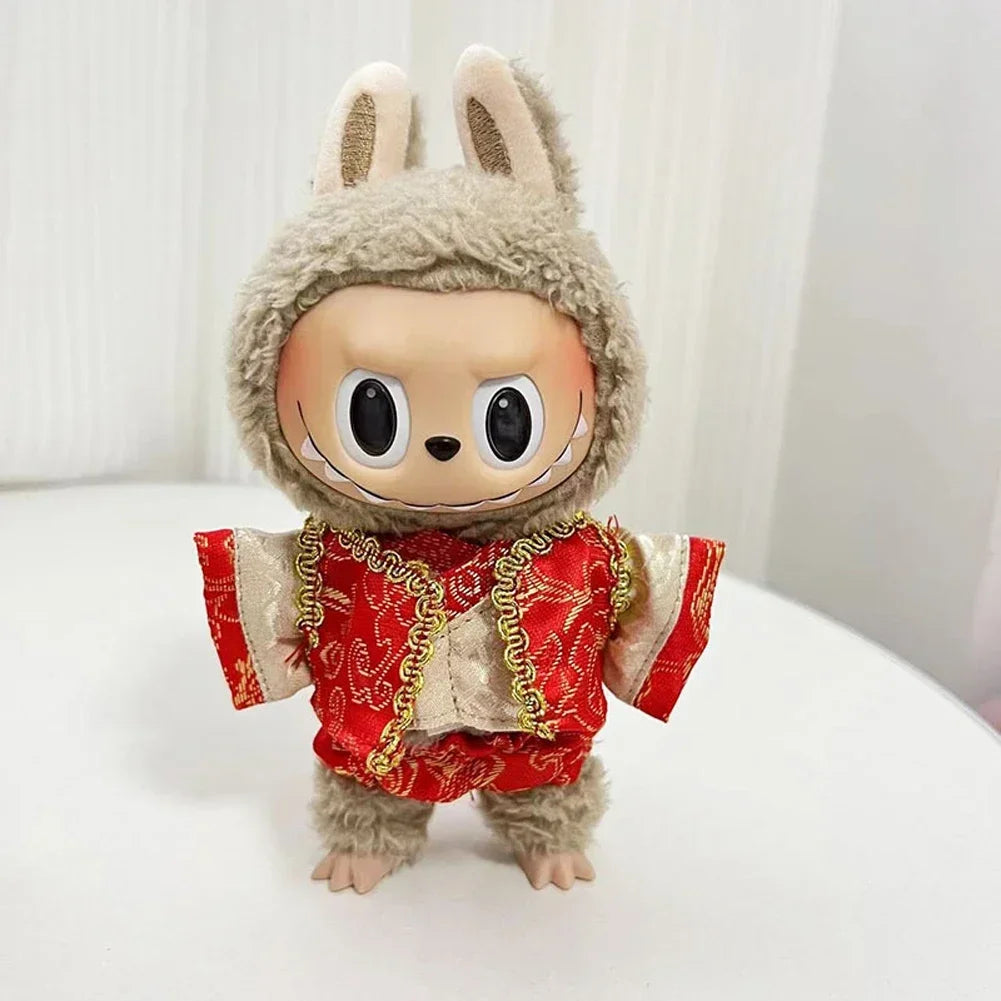 Labubu 1st & 2nd Generation Antique Hanfu Outfit Clothes with Vinyl Pendant for New Year's & Spring Festival