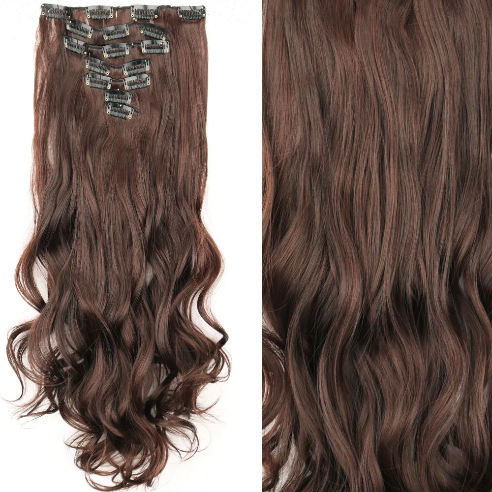 Women’s 7Pcs Hair Extensions with 16 Clips – Natural Black Straight Ombre Hairpiece