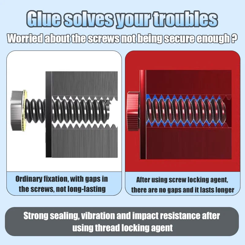 LOOLIFL Blue Thread Locker 243 - Anaerobic Screw & Bolt Adhesive for Metal Fasteners, Rustproof Sealant