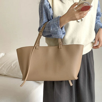 Women's Casual PU Leather Tote Bag – Soft Shoulder Handbag Large Capacity Shopper Purse 2026 New