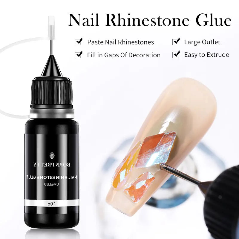 BORN PRETTY 10g Nail Rhinestone Glue - Transparent UV LED Gel Adhesive For Nail Art Crystal Decoration & DIY Manicure