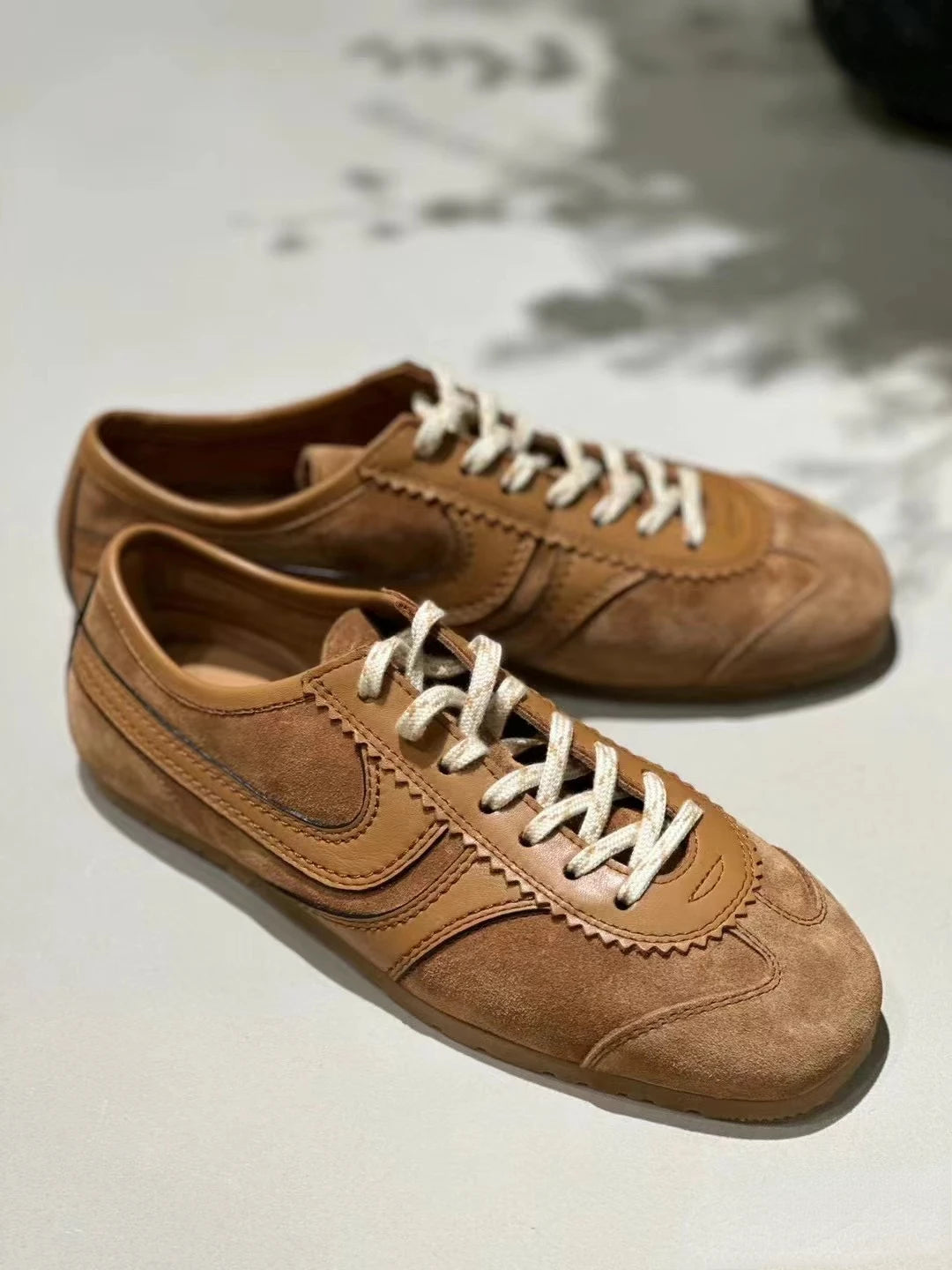 Real Leather German Training Shoes for Women — 2025 Retro Fashion Four Seasons Running & Casual Forrest Gump Style Sneakers