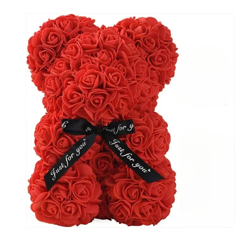 Forever Rose Teddy Bear – Artificial Flower Gift for Mom & Special Occasions