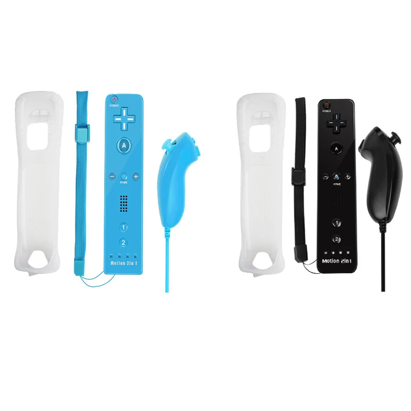 2-in-1 Nintendo Wii Controller Set — Wireless Motion Plus Gamepad with Silicone Case