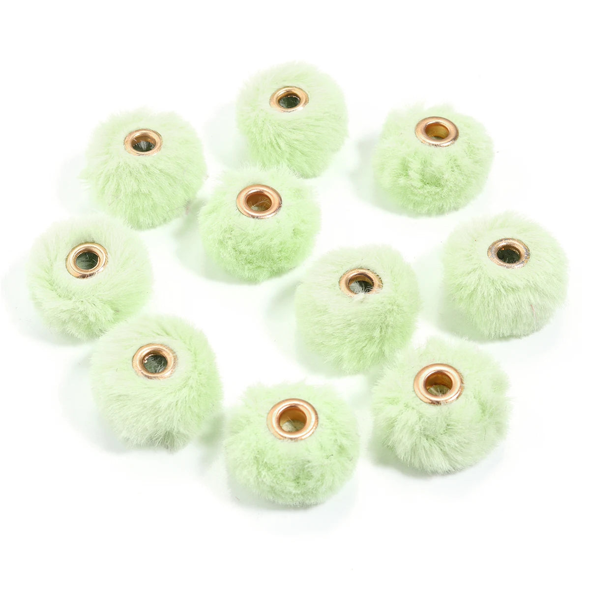 10pcs Plush Fur Ball Beads – Multicolor Pompom Spacer Beads for DIY Jewelry, Earrings & Bracelets