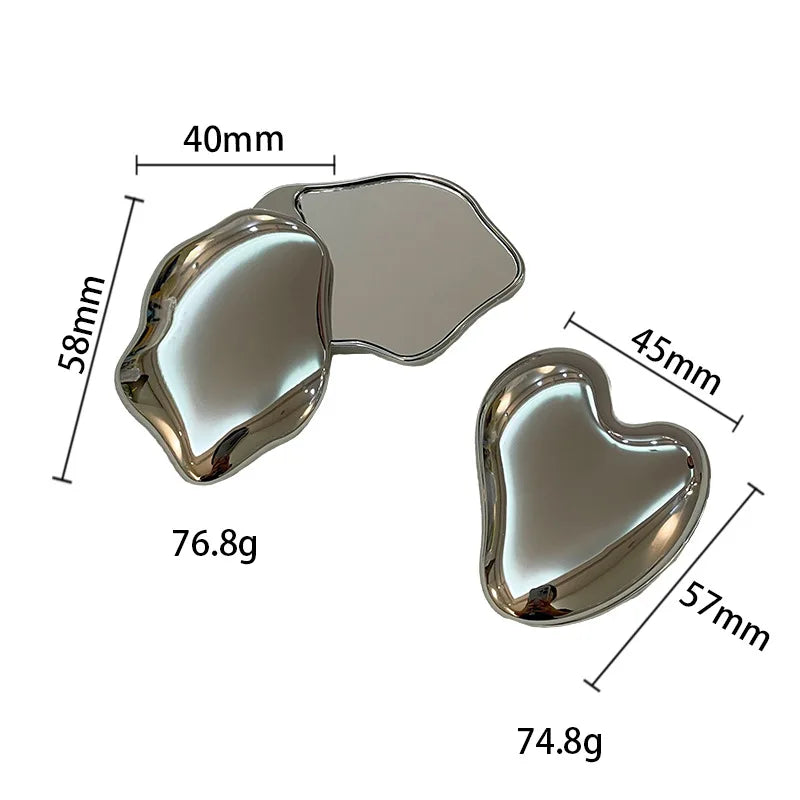 Elegant Heart-Shaped Makeup Mirror - Portable Mini Pocket Mirror for Purse & Travel