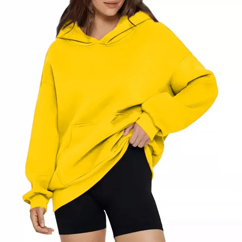 Oversized Hoodie Sweatshirt — Unisex Loose Fit, Drop Shoulder, Cuffed Sleeve Winter Casual Sportswear