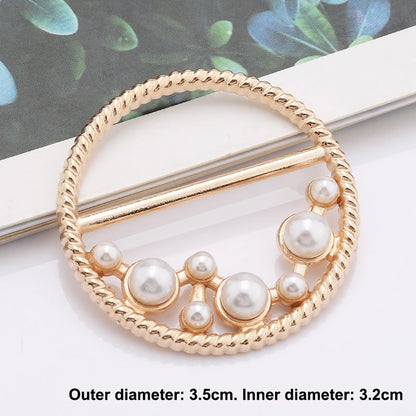 Elegant Alloy Brooch Pins with Pearls & Rhinestones – Minimalist Irregular Shapes, Fashion Accessory for Garments & Scarves