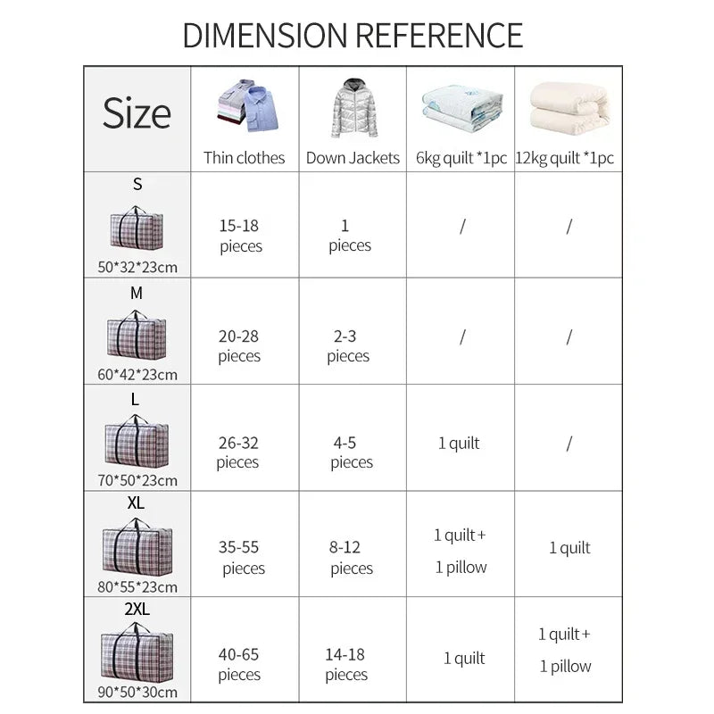 Stripe Woven Bag - Large Capacity Storage Moving Bags for Clothes, Quilt, Blanket, Luggage Packing, Zipper Tote Home Organizer