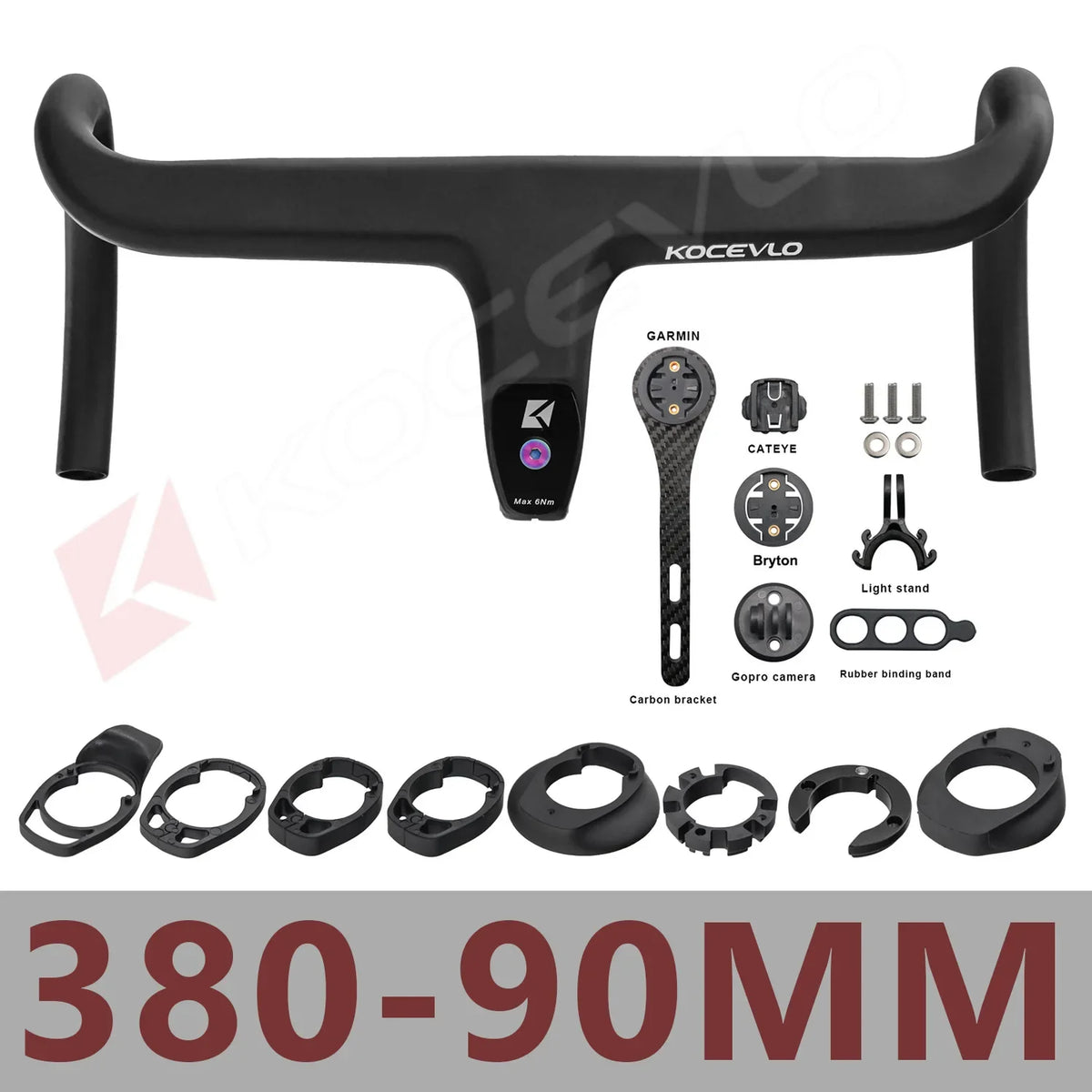 KOCEVLO Carbon Fiber Road Bike Handlebar - Integrated Internal Cable Routing Drop Bar with Computer Mount and Washers