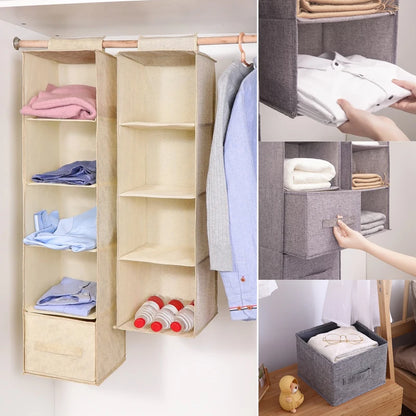 Hanging Cabinet Organizer for Underwear and Closet Storage — Wardrobe Rack Shelf Drawer Box