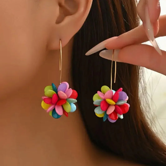 Bohemian Candy-Colored Beaded Flower Earrings – Cute Casual Jewelry Gift for Women