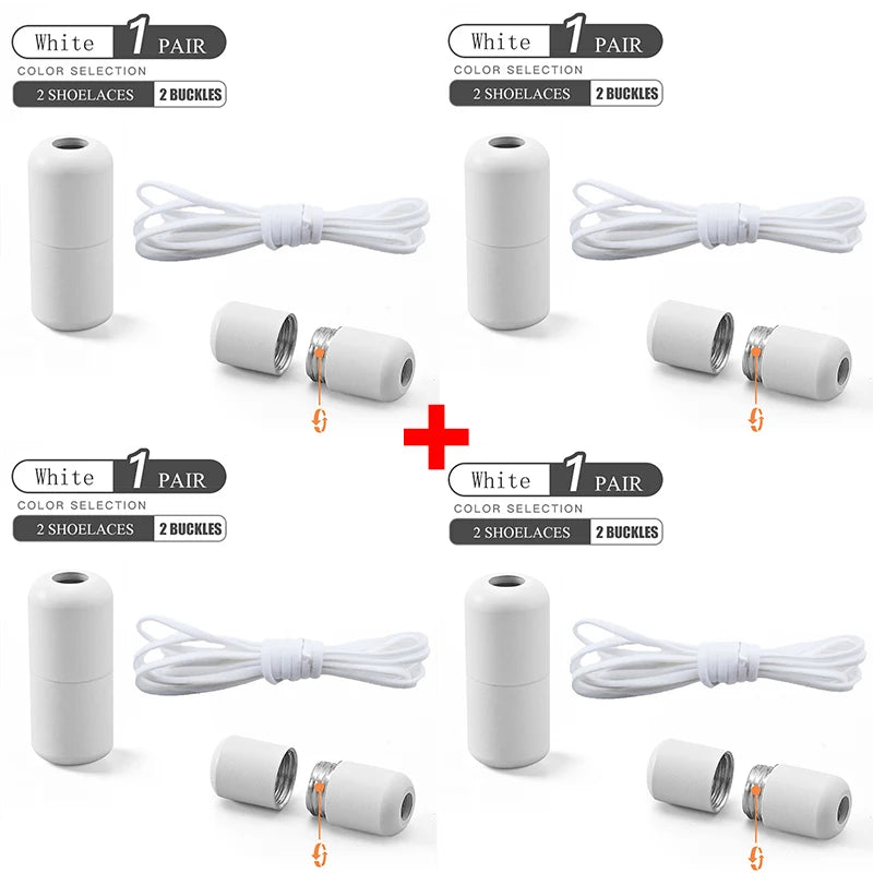 Elastic No Tie Shoelaces - Quick Lock Metal Laces for Kids & Adults Sneakers, Lazy Shoe Strings