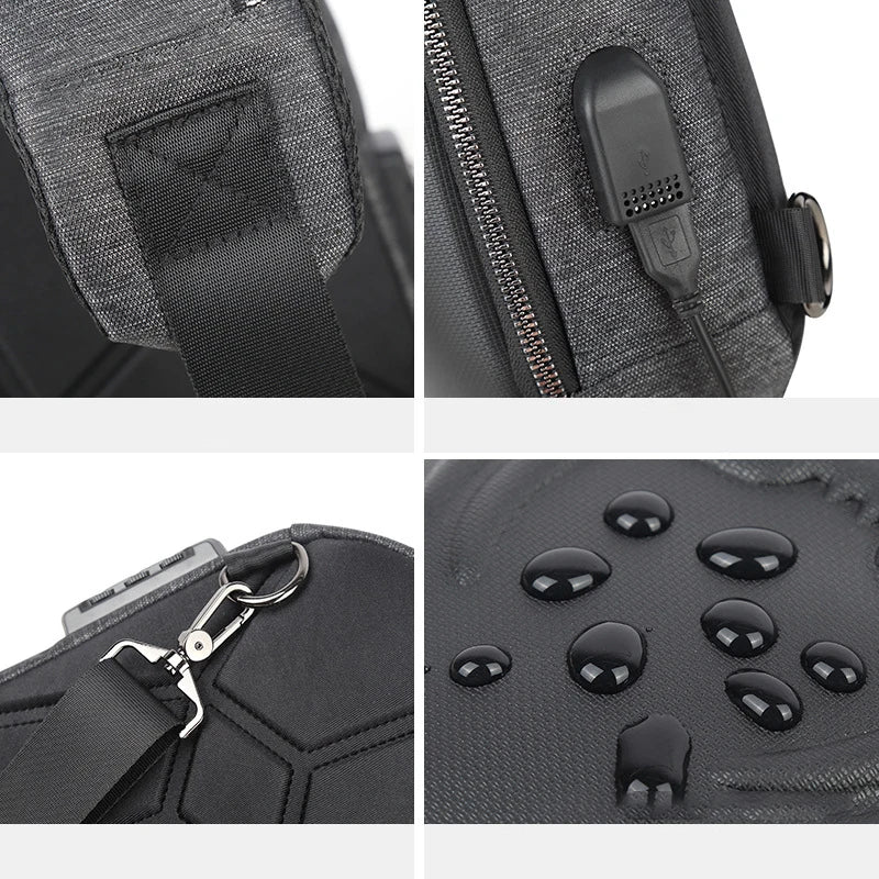 Running Chest Bag for Men - USB Charging Fashion Sling Pack, Crossbody Motor Cycling Backpack for College Students, Unisex