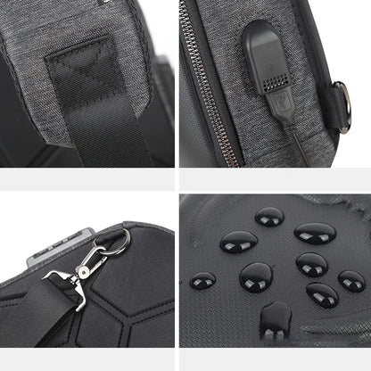Running Chest Bag for Men - USB Charging Fashion Sling Pack, Crossbody Motor Cycling Backpack for College Students, Unisex