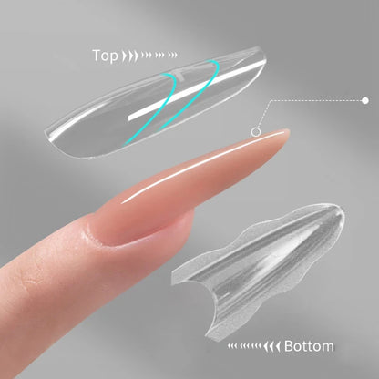 180pcs Sandwich Dual Nail Forms – 15 Sizes Coffin & Almond Nail Extension Molds for Manicure, Top & Bottom Forms