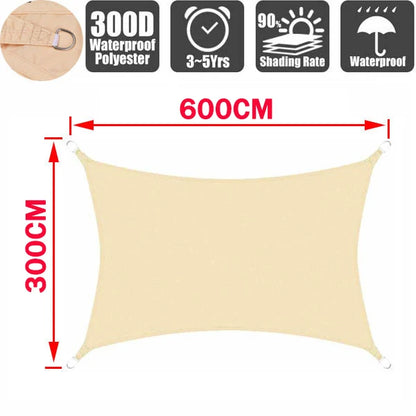 Outdoor Waterproof Sun Shade Sail – Rectangle Canvas Awning for Garden, Terrace, Pool & Car Sun-Shelter