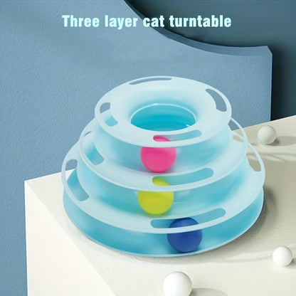 3-Layer Interactive Cat Toy Tower with Colorful Balls – Mental & Physical Exercise Puzzle Game for Active Cats