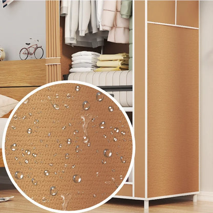 Minimalist Fabric Wardrobe - Foldable Plastic Storage Cabinet with Curtains and Clothing Hanger, Dust-Proof Design