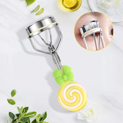 Lollipop Handle Eyelash Curler - Replaceable Adhesive Tape Lash Tool for Beginners and Easy Eye Makeup Application