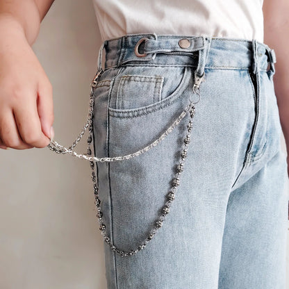 Harajuku Denim Hip Hop Chain - Personalized Punk Double-Layer Waist Chain for Unisex Streetwear