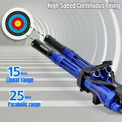 Jianfeng Gatling Soft Dart Blaster - Double Barrel Electric Rotary Launcher for Outdoor Shooting Games