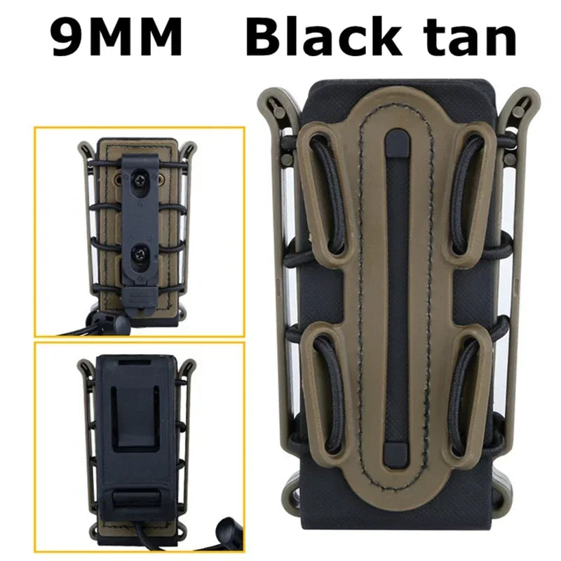 5.56mm & 7.62mm Tactical Fast Mag Pouch - MOLLE Belt Clip Soft Shell Rifle & 9mm Magazine Carrier