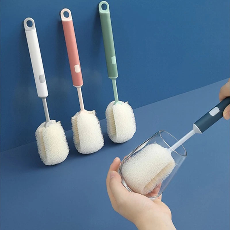 Removable Long Handle Soft Sponge Brush – Kitchen Cleaning Tool for Coffee, Wineglass & Bottle Cups