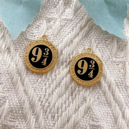 10-Piece Alloy Magic School Charms - Cartoon Pendant Accessories for DIY Keychains, Earrings, and Jewelry Making