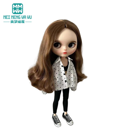 Doll Clothes Set — Fashion Polka Dot Shirts, Sundresses & Sweatshirts for Blythe, Azone, OB22, OB24 Doll Accessories